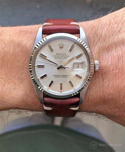 beige leather rolex datejust watch strap|vintage Rolex with leather strap.